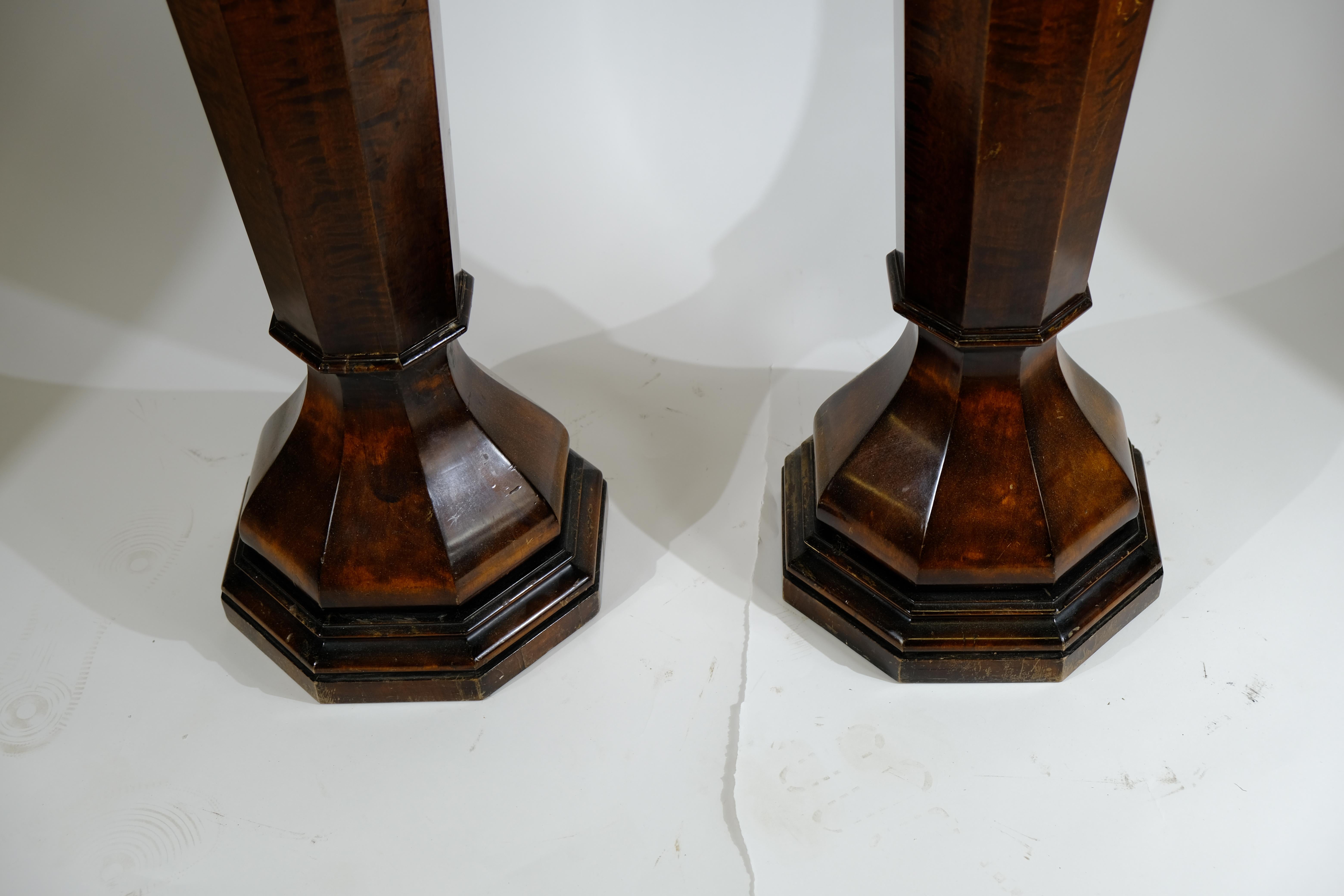Wood Pair of Pedestals, Art Deco. Early 20th C For Sale