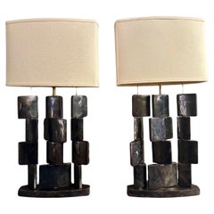 A Pair Of Pen Shell And Brass Table Lamps By R&Y Augousti Paris