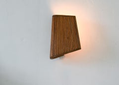 A Pair of Pencil Reed Rattan Wall Sconce Lamp, Mid Century Modern