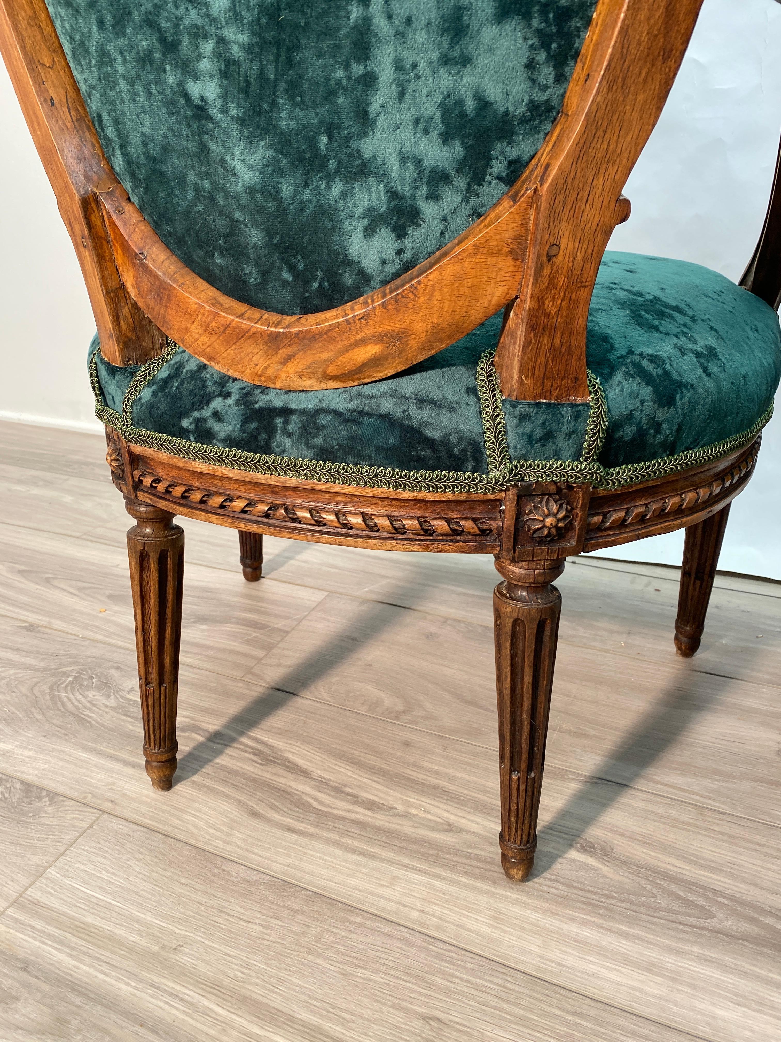 Pair of Period 18th Century French Louis XVI Walnut Fauteuil Arm Chairs For Sale 7