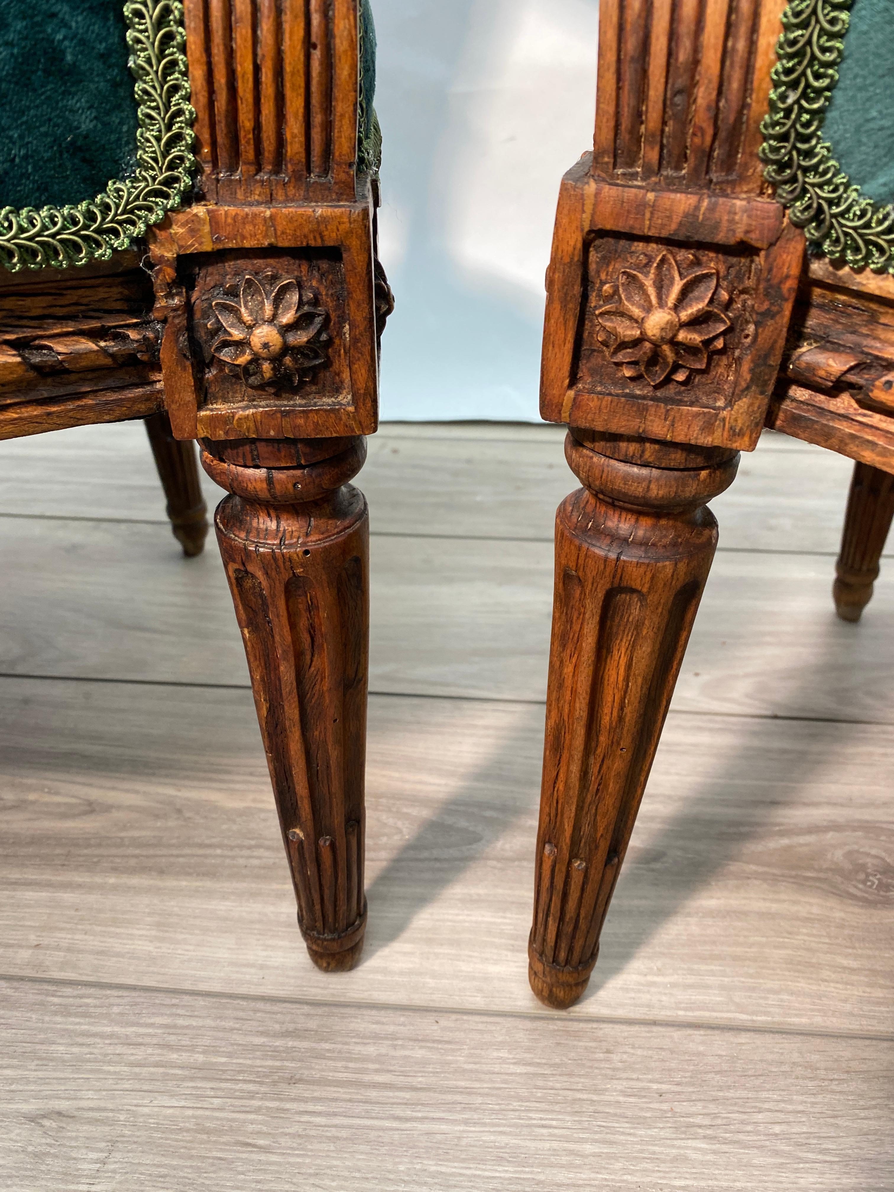 Pair of Period 18th Century French Louis XVI Walnut Fauteuil Arm Chairs For Sale 11