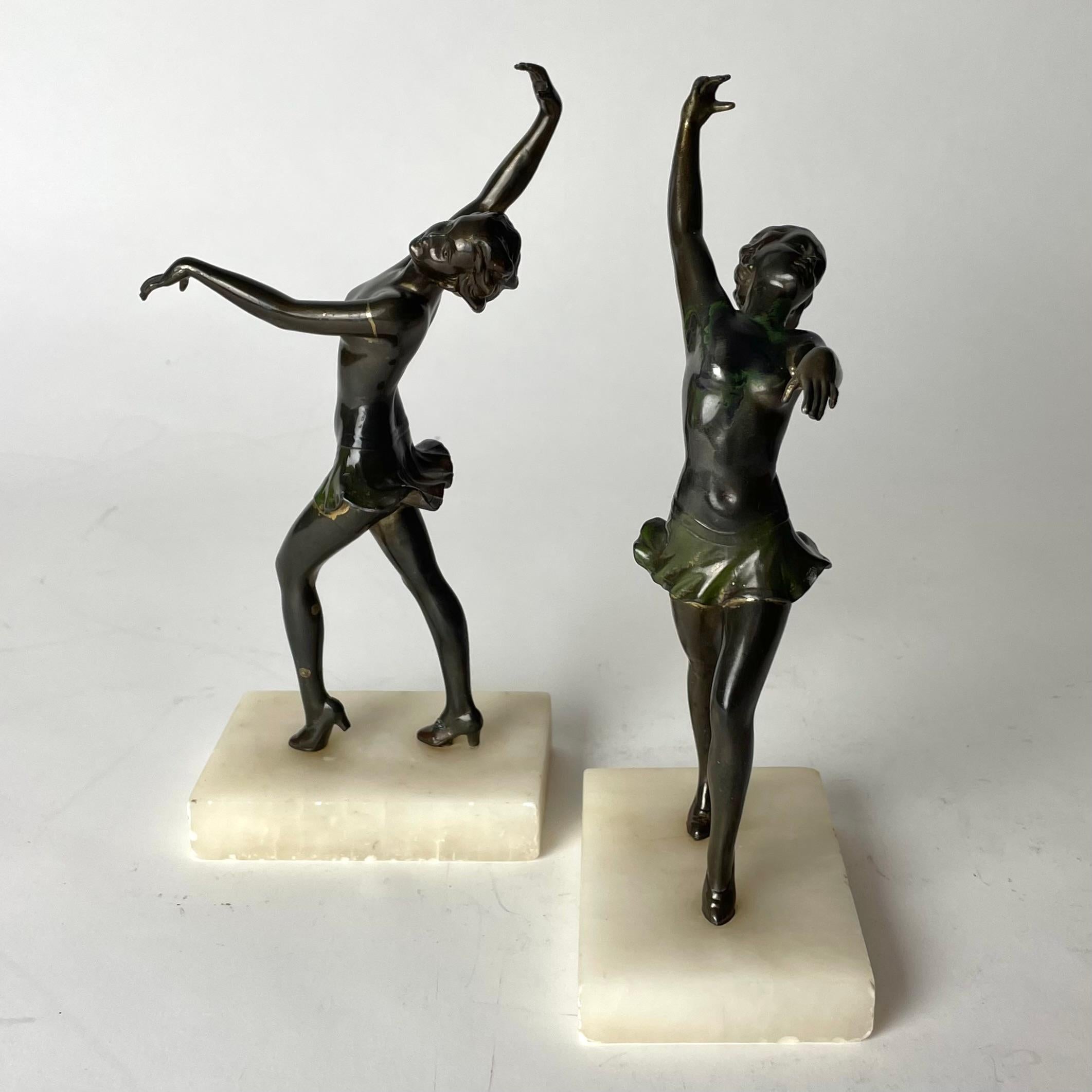 Early 20th Century A pair of period Art Deco Bookends from 1920s-1930s with dancing women.