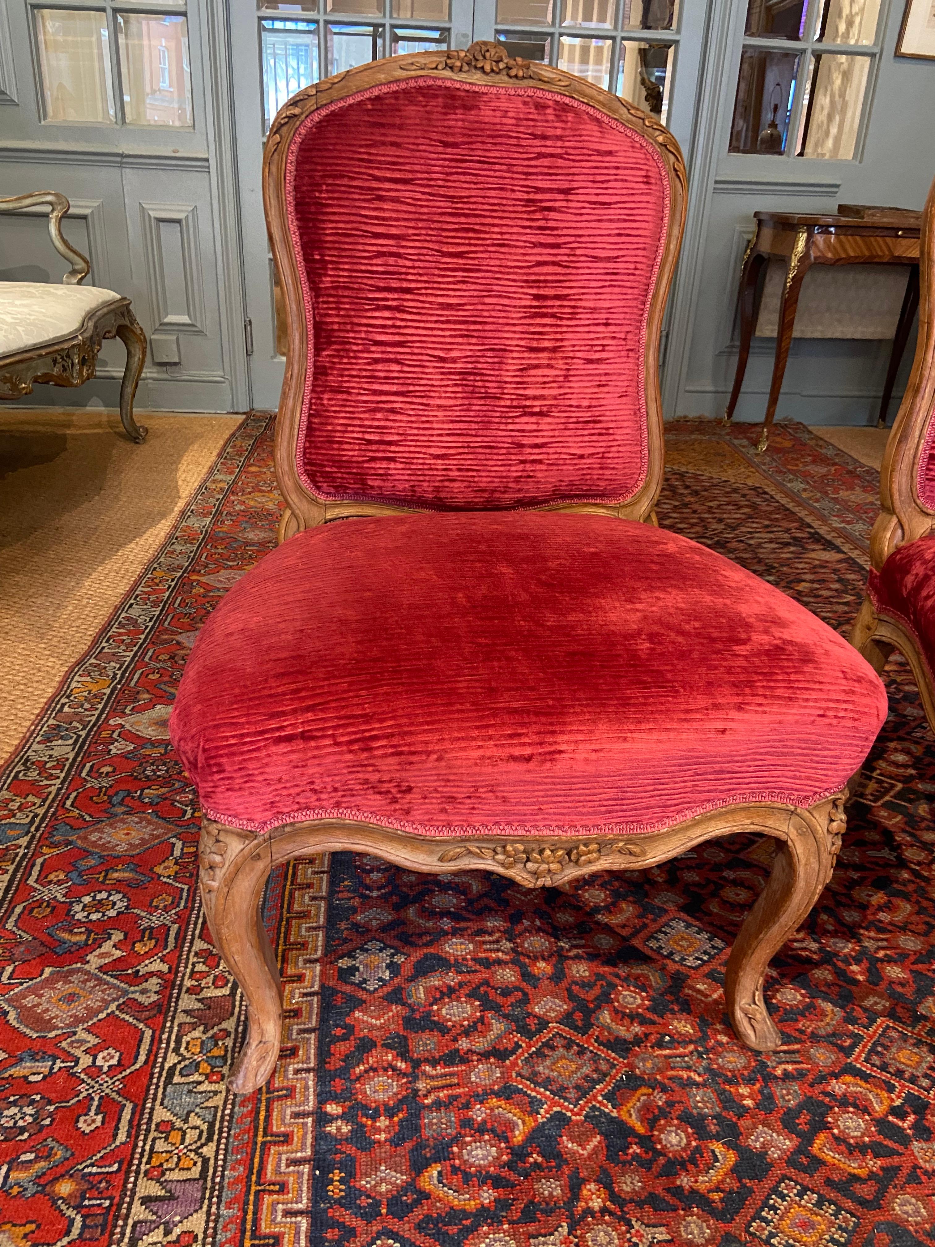 French Provincial Pair of Period Louis XV Beechwood Salon Chairs 'Mid 18th Century' For Sale