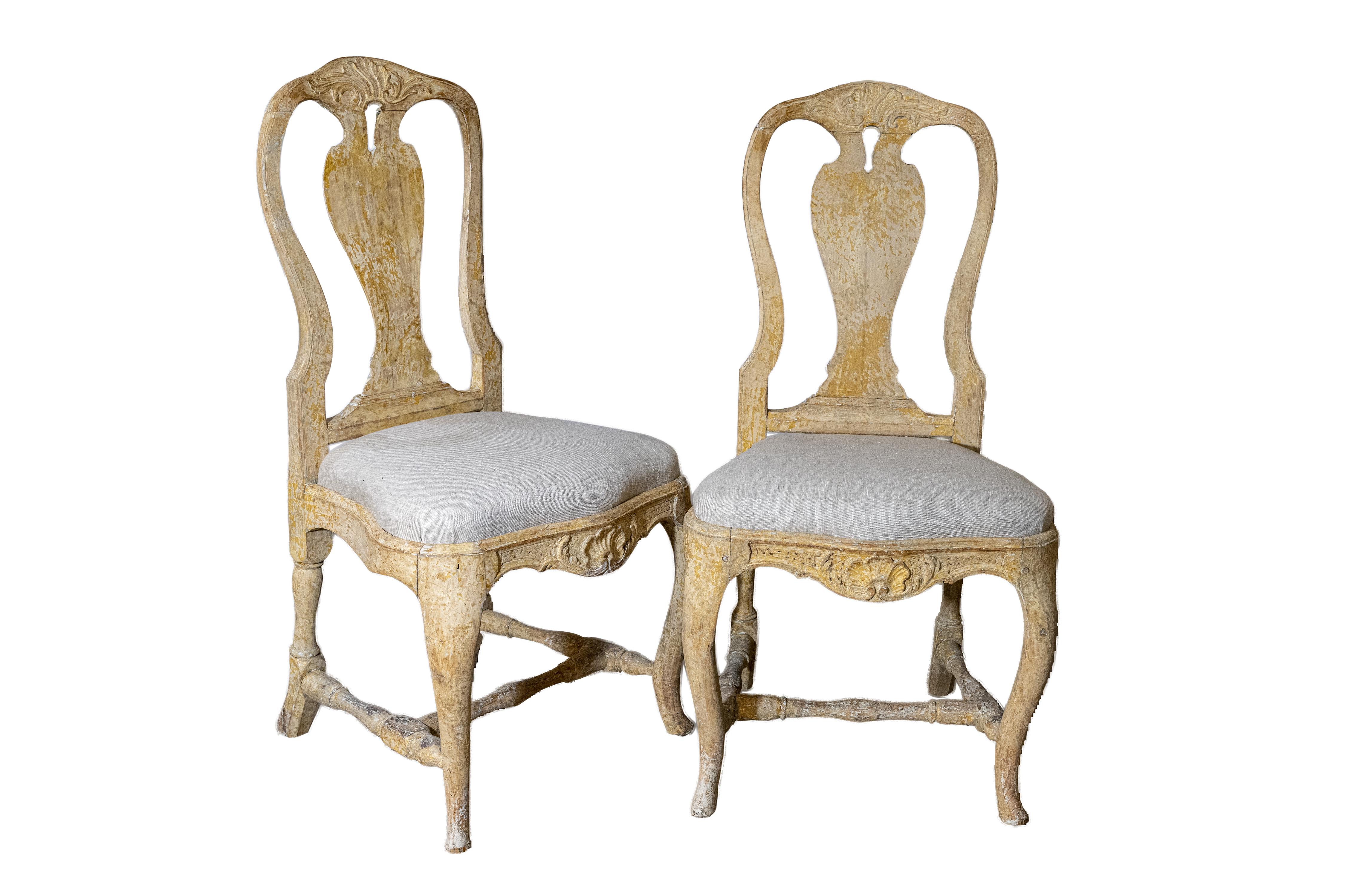 Pair of Period Stockholm Made Rococo Side Chairs with Carved Decoration For Sale 3