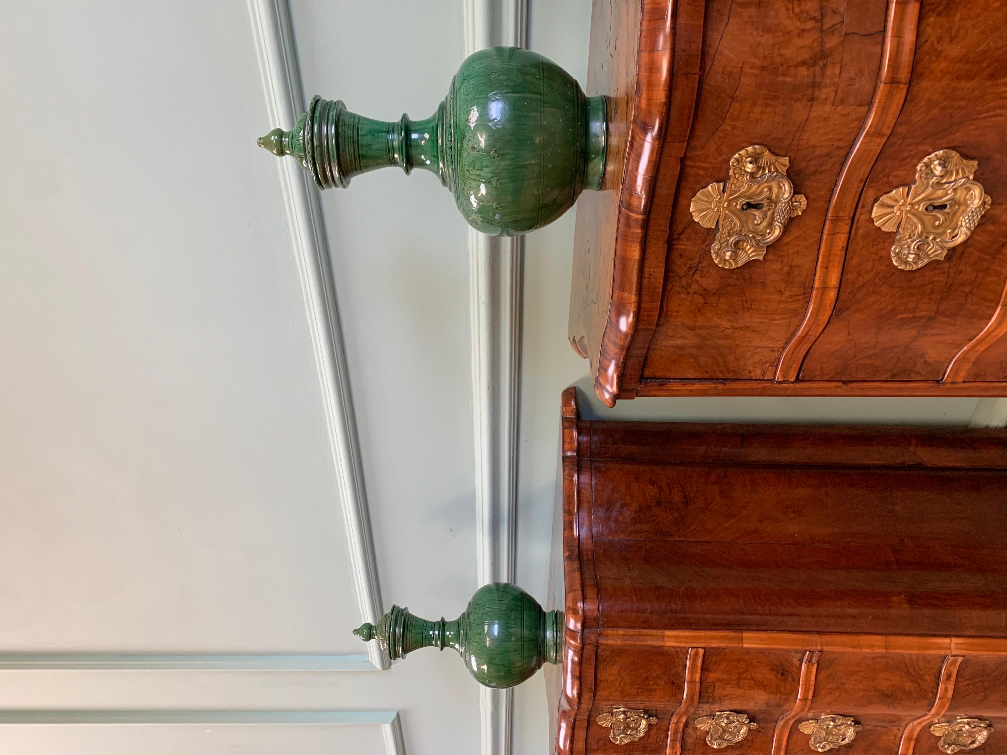 19th Century A Pair of Persian Green Glazed Vases as Lamps For Sale