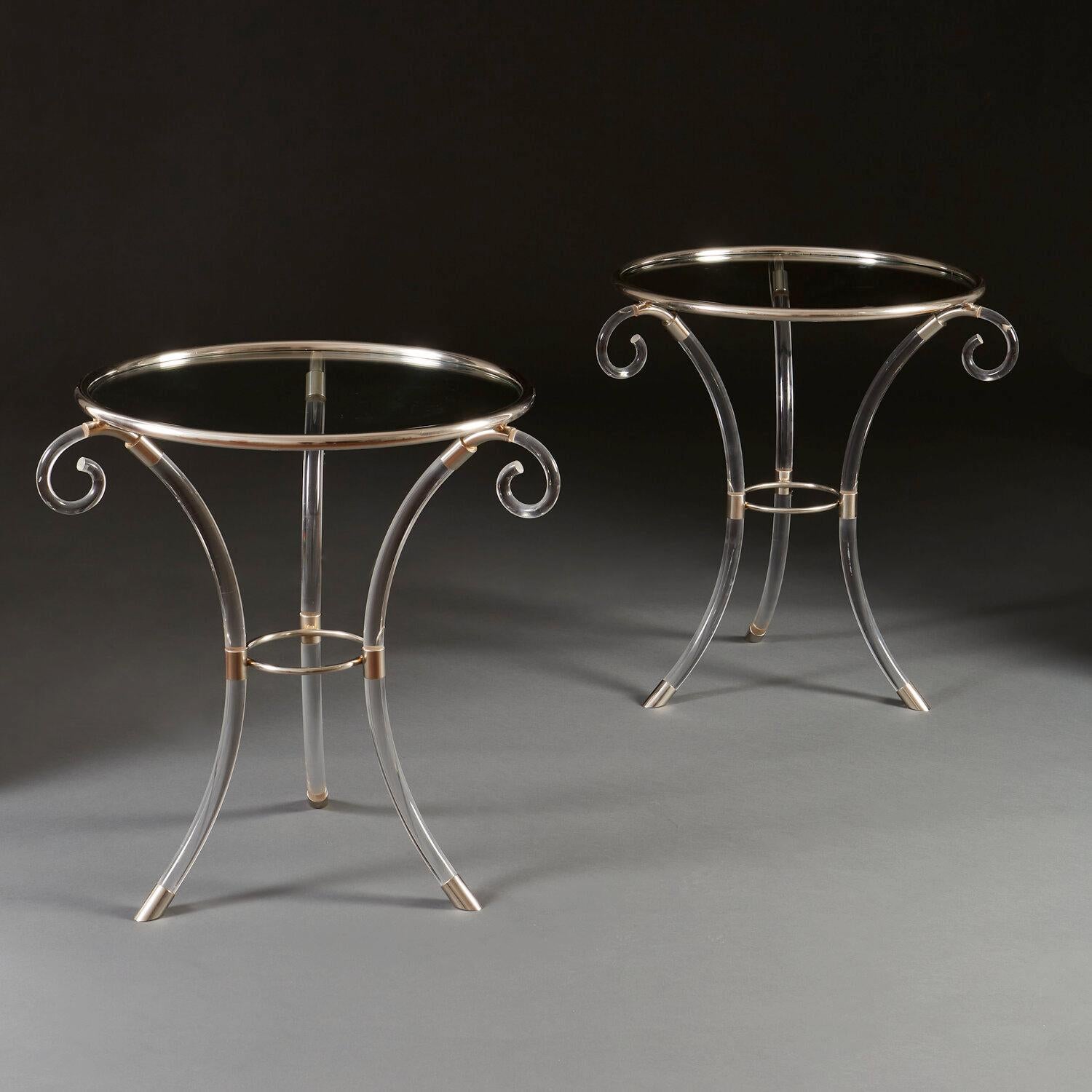 French Pair of Perspex Tables After Maison Jansen