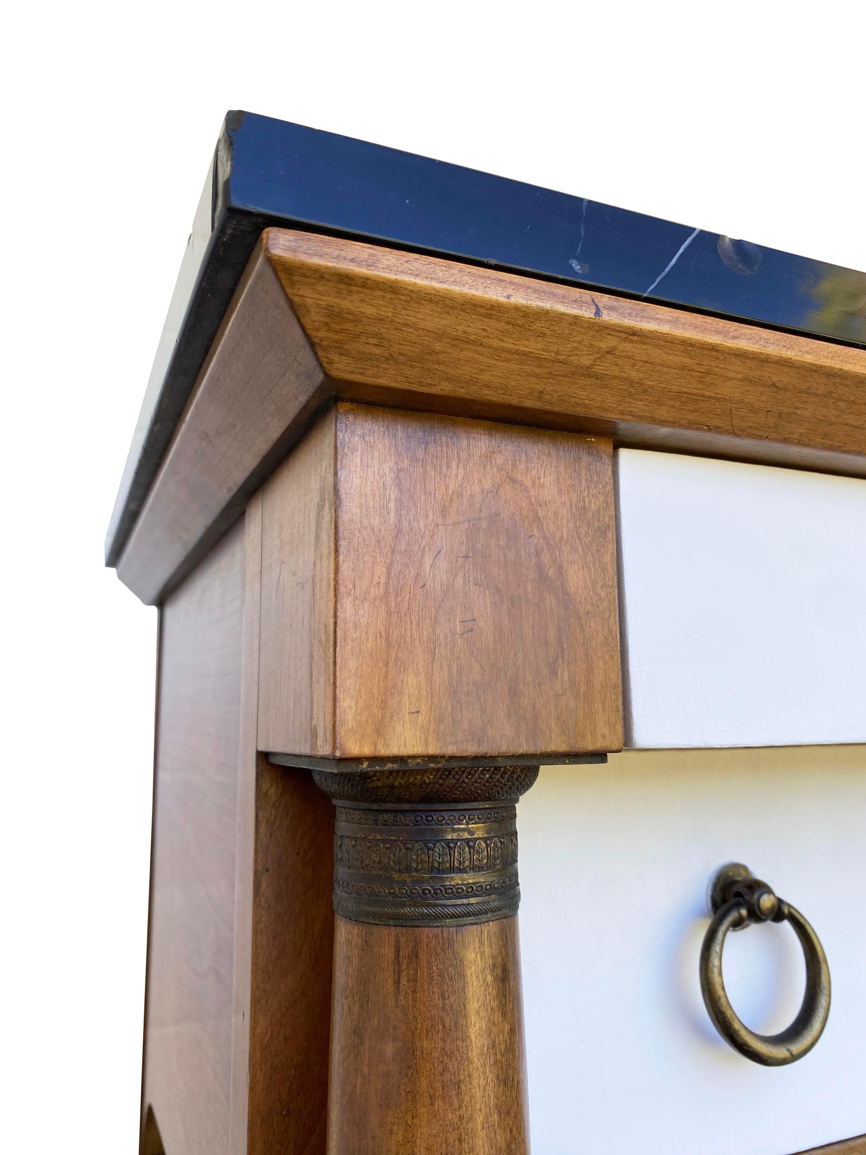 A Pair of Neoclassical Nightstands with Marble Tops by Baker Furniture For Sale 5
