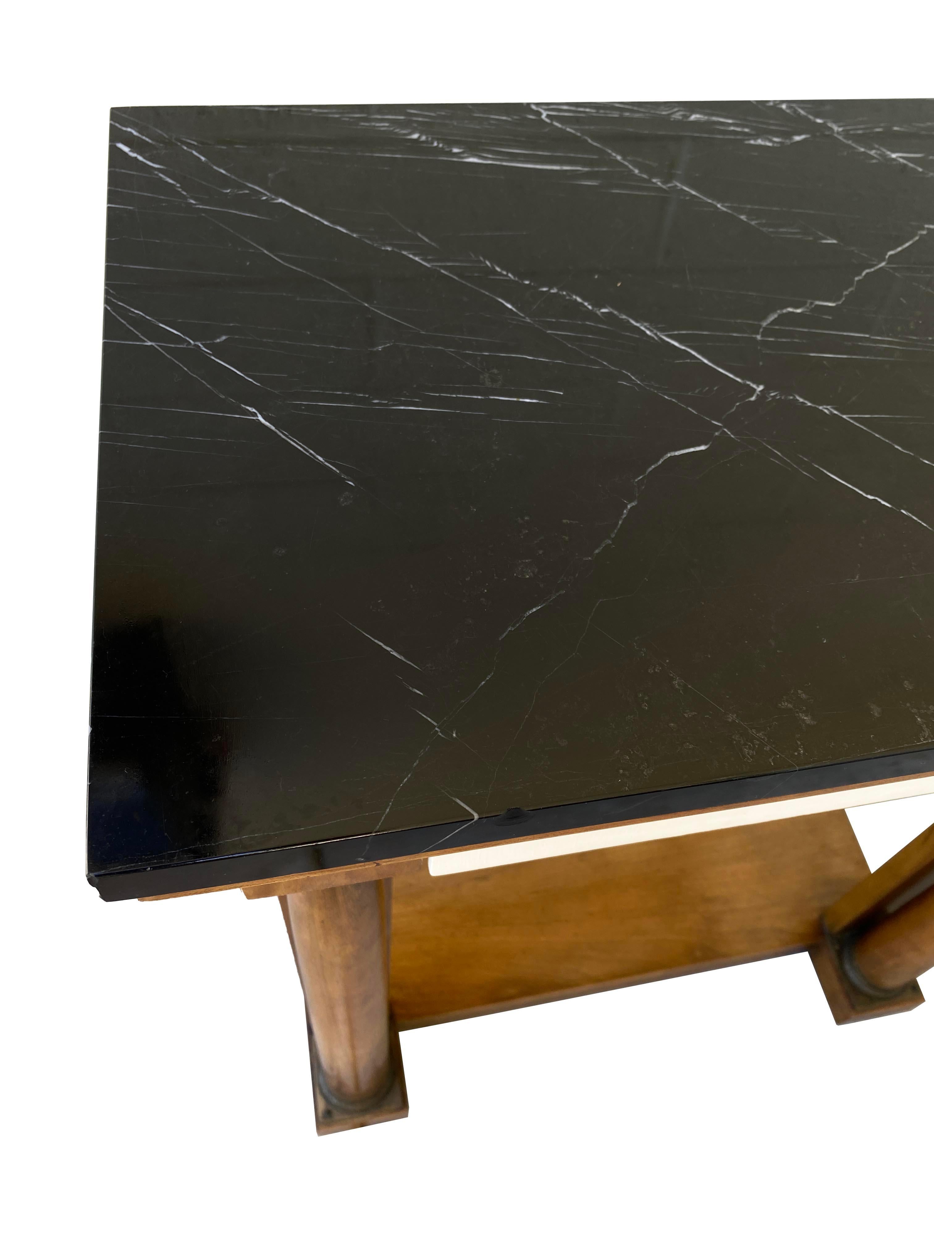 A Pair of Neoclassical Nightstands with Marble Tops by Baker Furniture For Sale 6