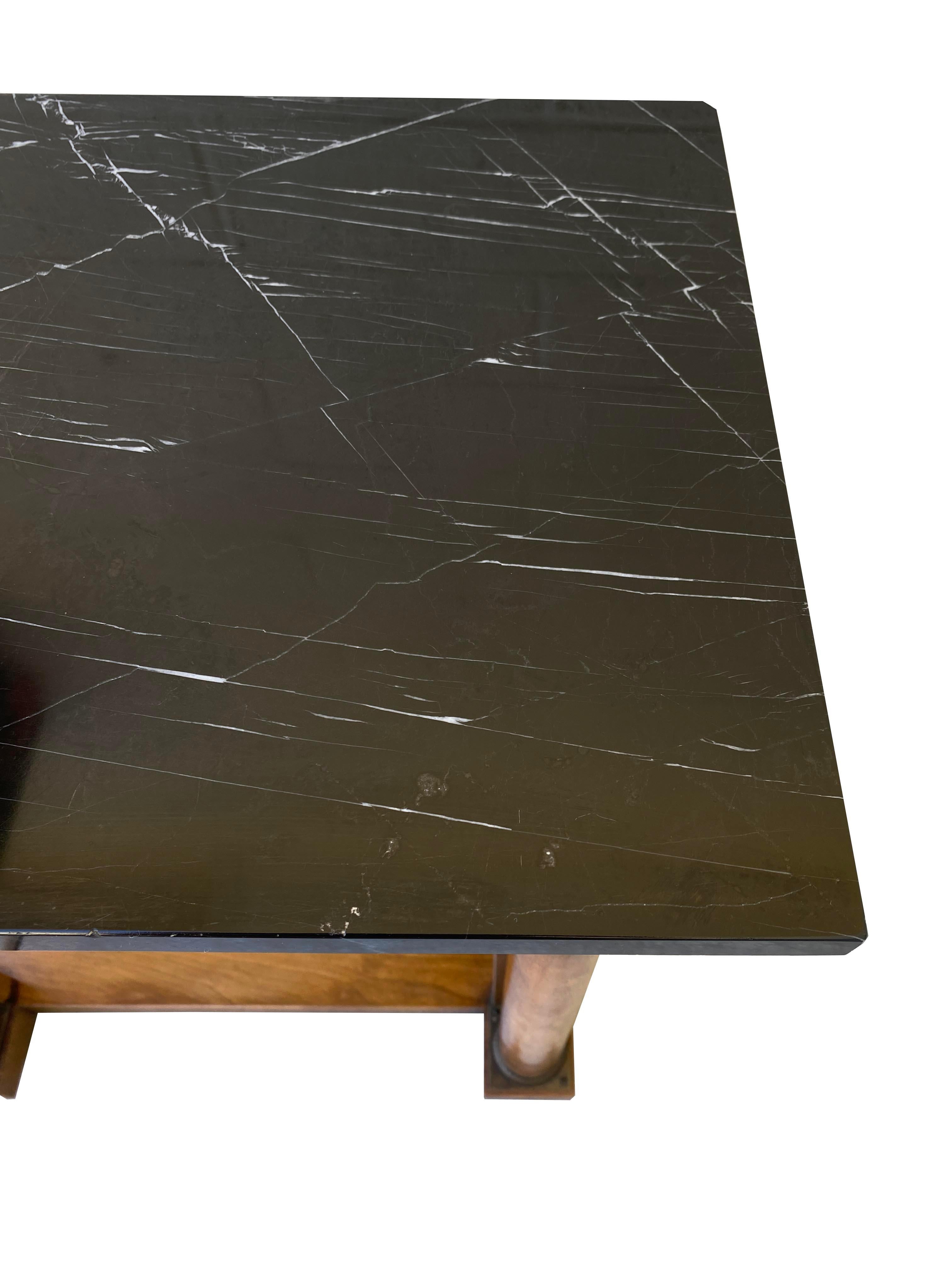 A Pair of Neoclassical Nightstands with Marble Tops by Baker Furniture For Sale 7