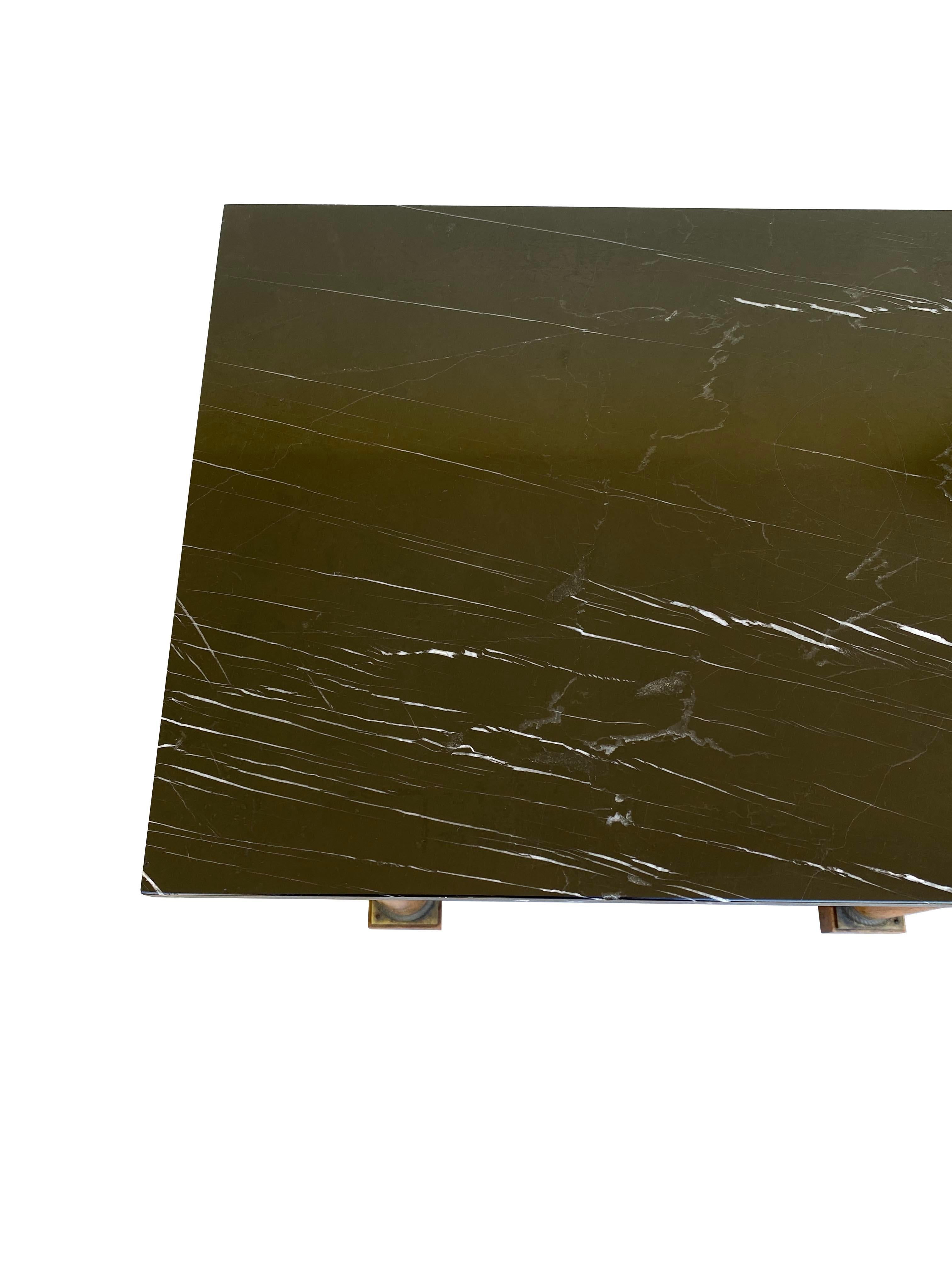 A Pair of Neoclassical Nightstands with Marble Tops by Baker Furniture For Sale 8