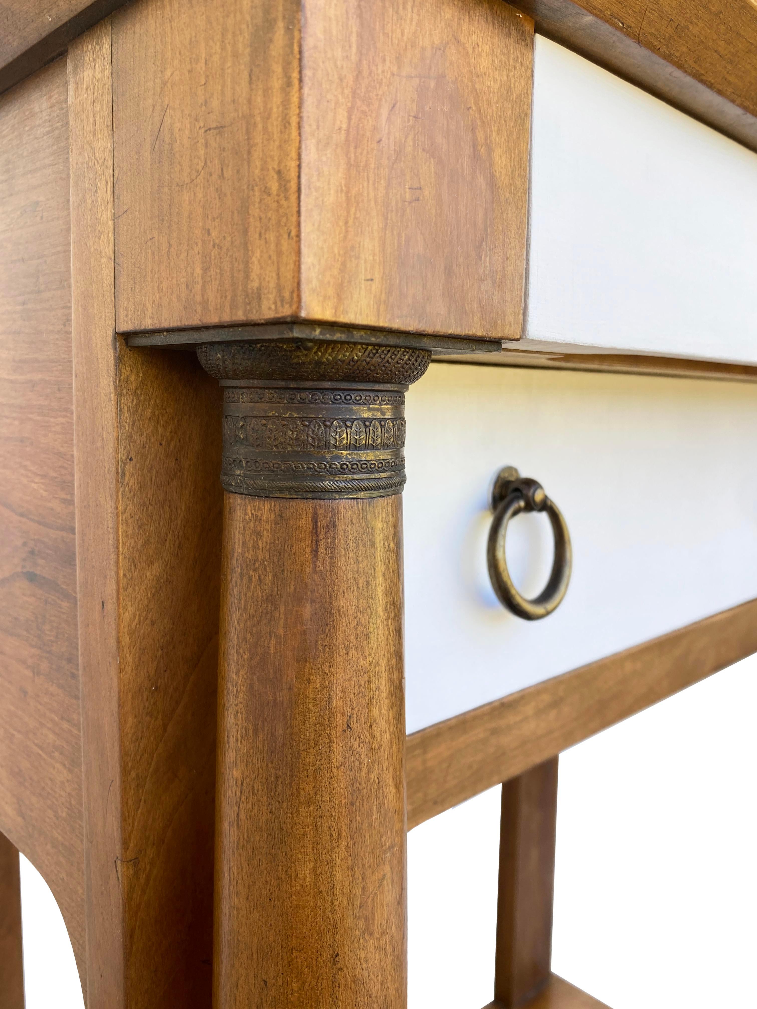 A Pair of Neoclassical Nightstands with Marble Tops by Baker Furniture For Sale 10