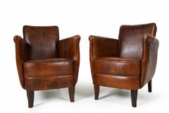 Pair of Petite French Leather Club Chairs
