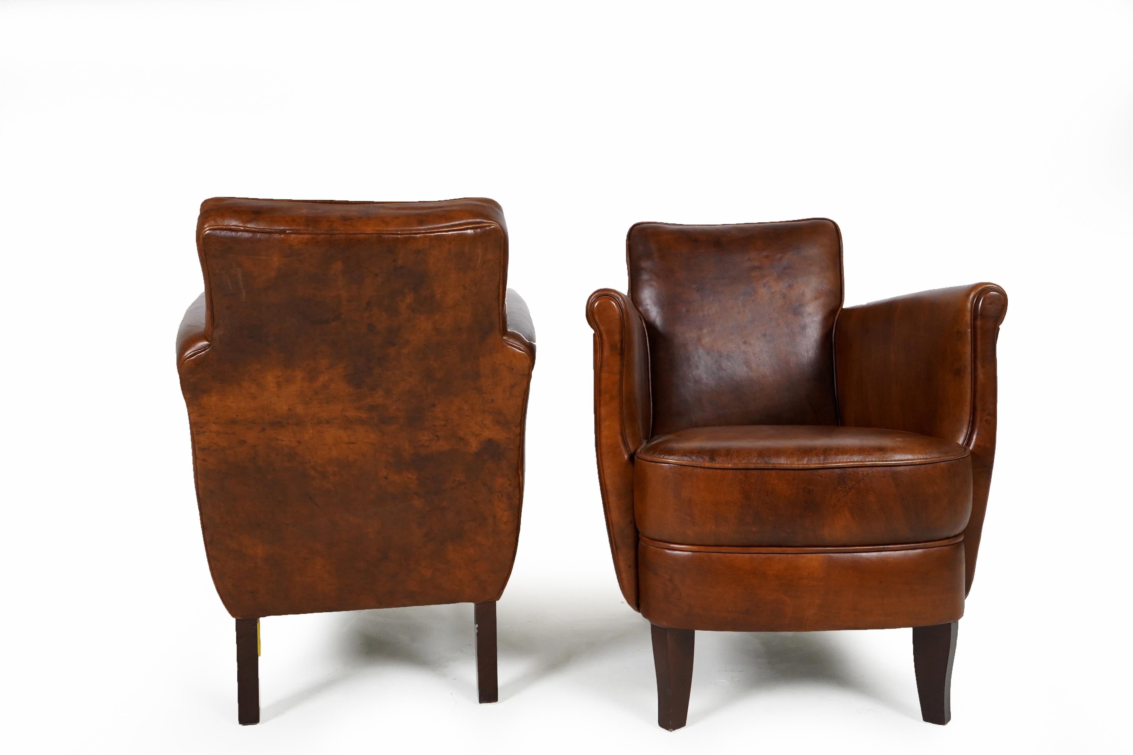 Pair of Petite French Leather Club Chairs  2