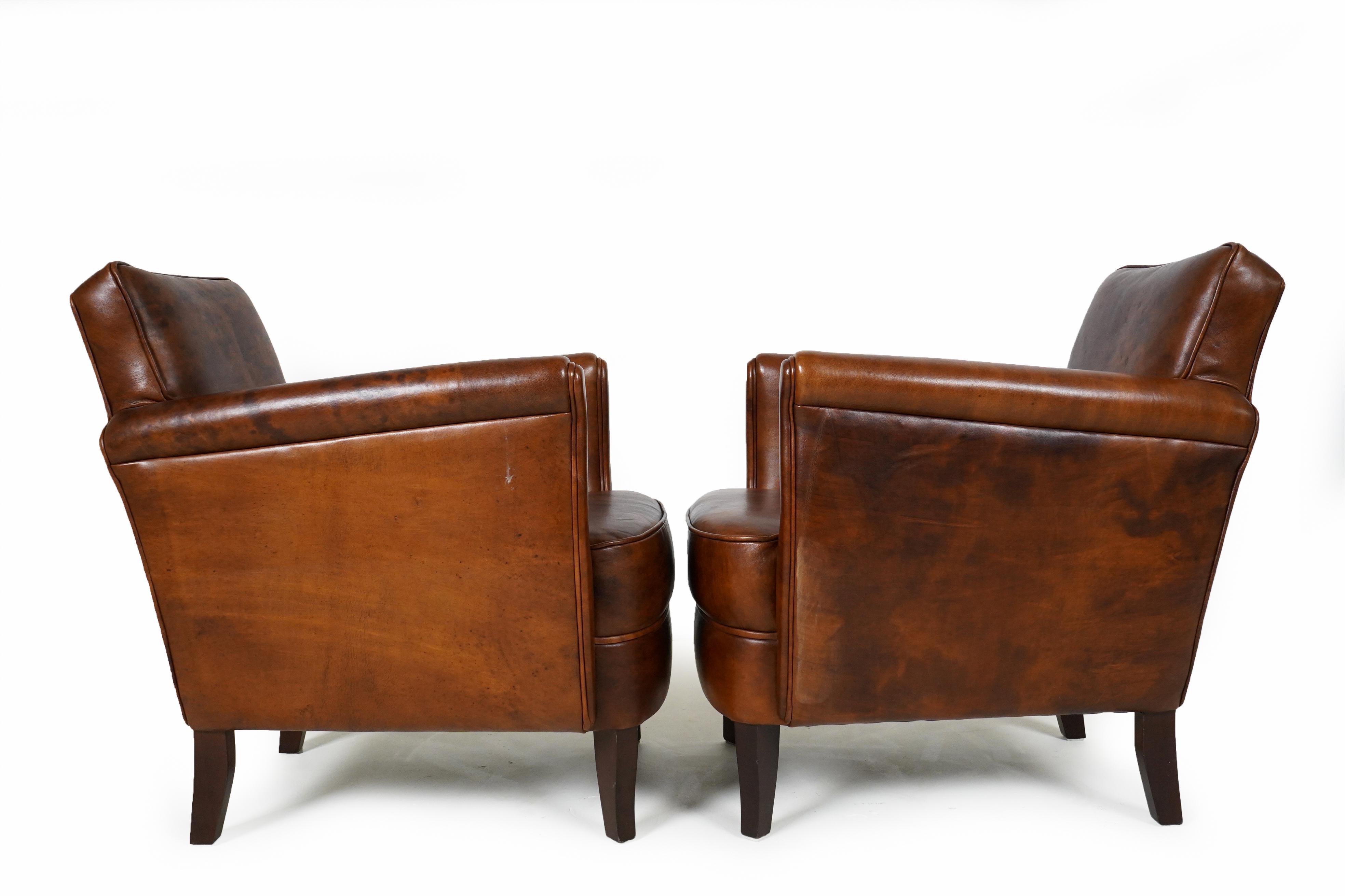 Pair of Petite French Leather Club Chairs  3