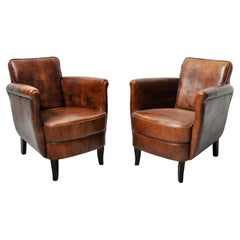 Pair of Petite French Leather Club Chairs
