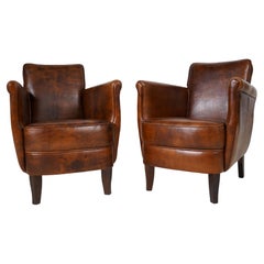 Pair of Petite French Leather Club Chairs