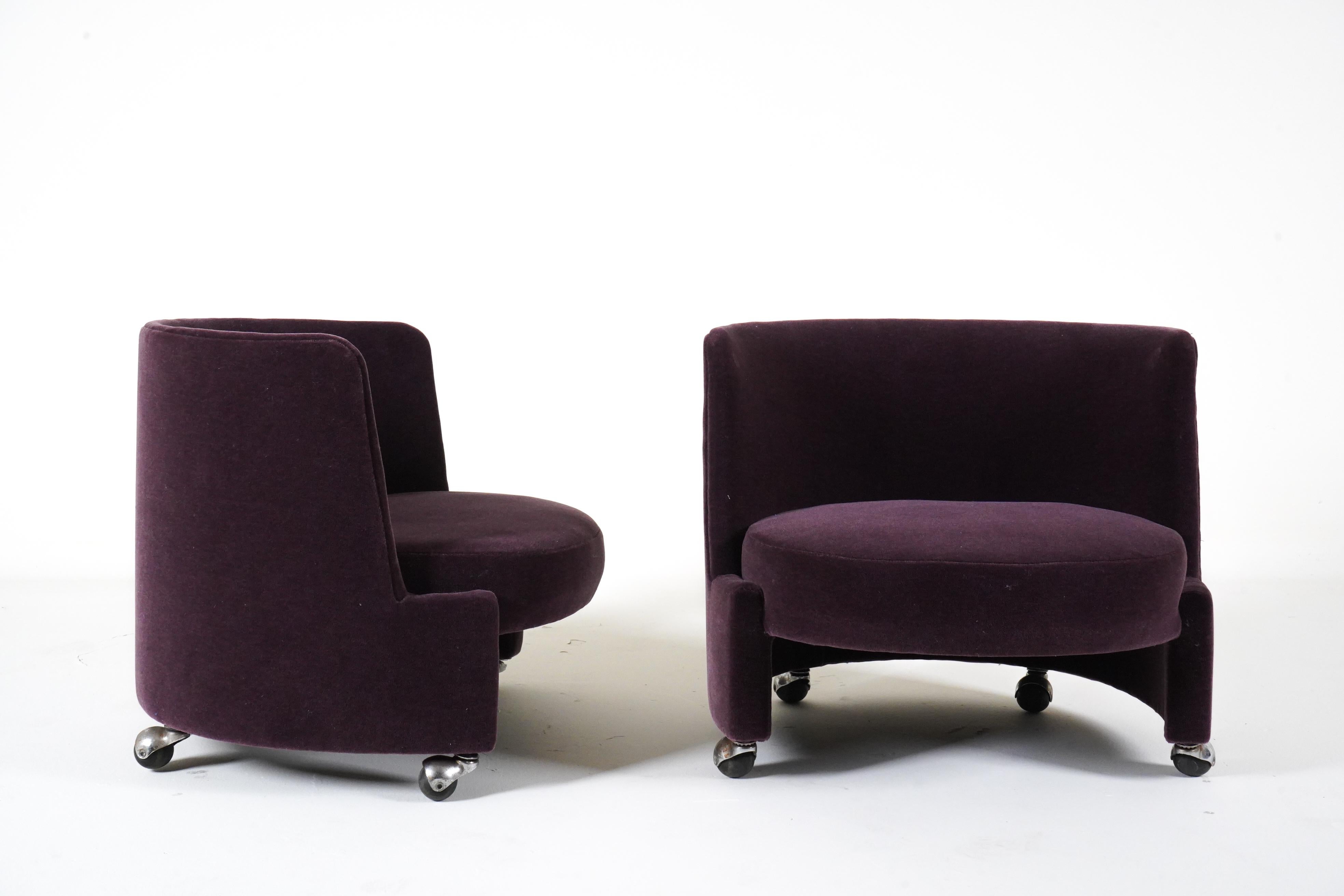 Mohair A Pair of Petite Mid-Century Socialist Lounge Chairs  For Sale