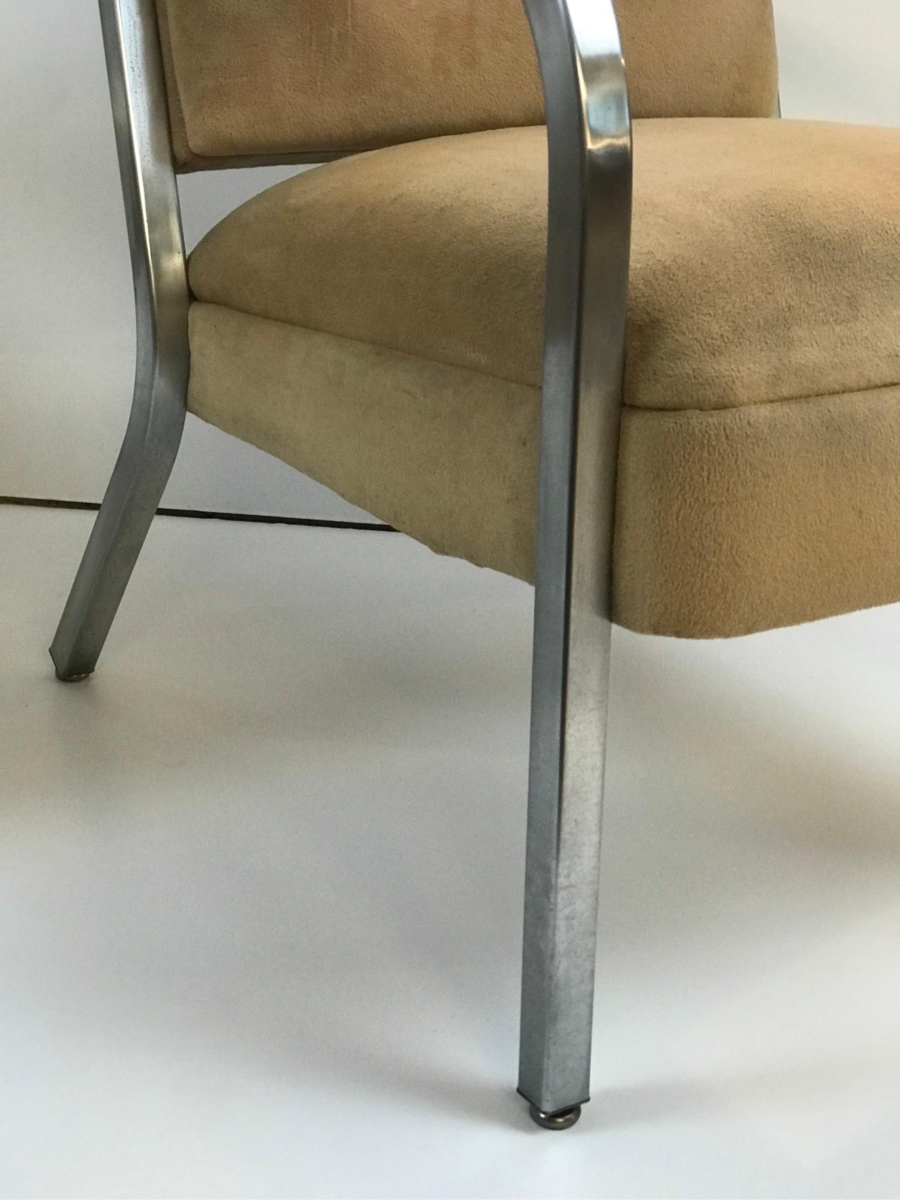 A Pair of Petite Square Tubing 1960's Club Chairs IMO Shaw Walker or Goodform,   5