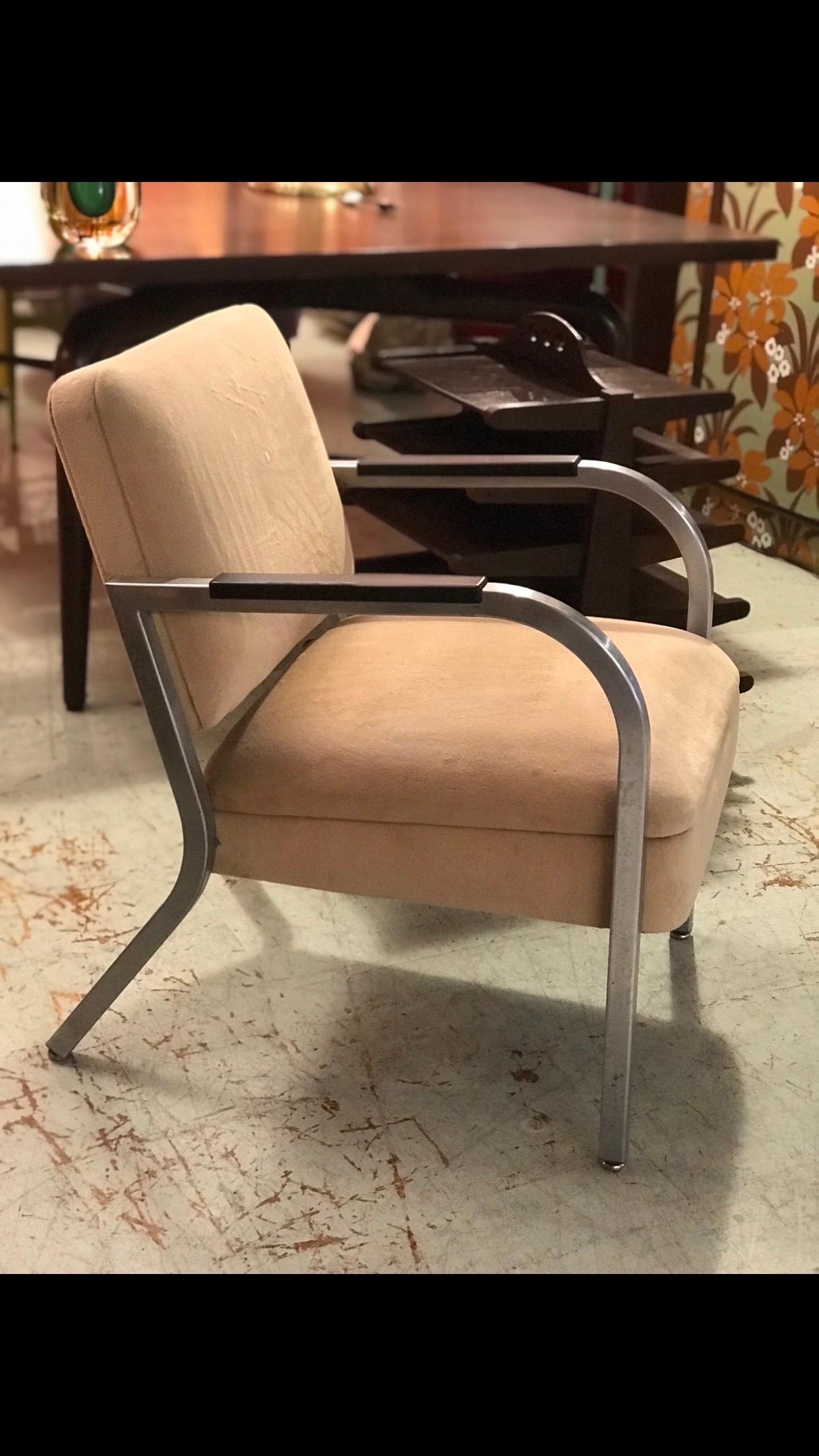 Mid-20th Century A Pair of Petite Square Tubing 1960's Club Chairs IMO Shaw Walker or Goodform,  
