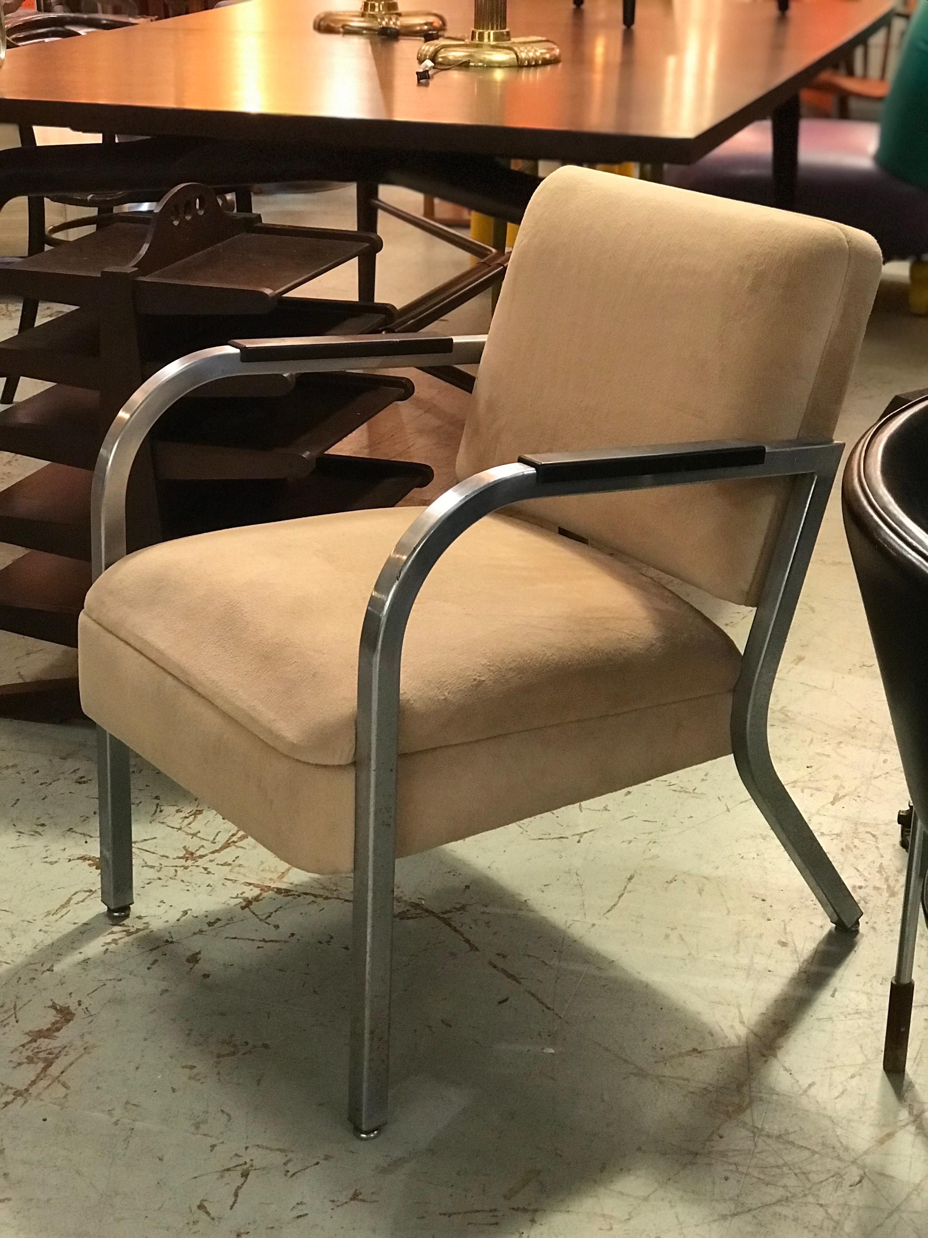 Steel A Pair of Petite Square Tubing 1960's Club Chairs IMO Shaw Walker or Goodform,  