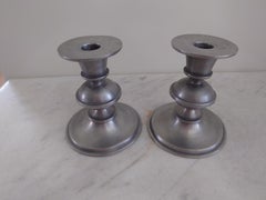 A pair of Pewter Candlestics by Edvin Ollers, Sweden 1930s Art deco