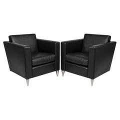 A Pair Of Philippe Starck Leather And Aluminum Len Niggelman Armchairs French