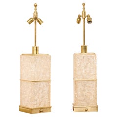 Pair of Pierre Giraudon Style Table Lamps in Fractal-Resin with Brass Accents