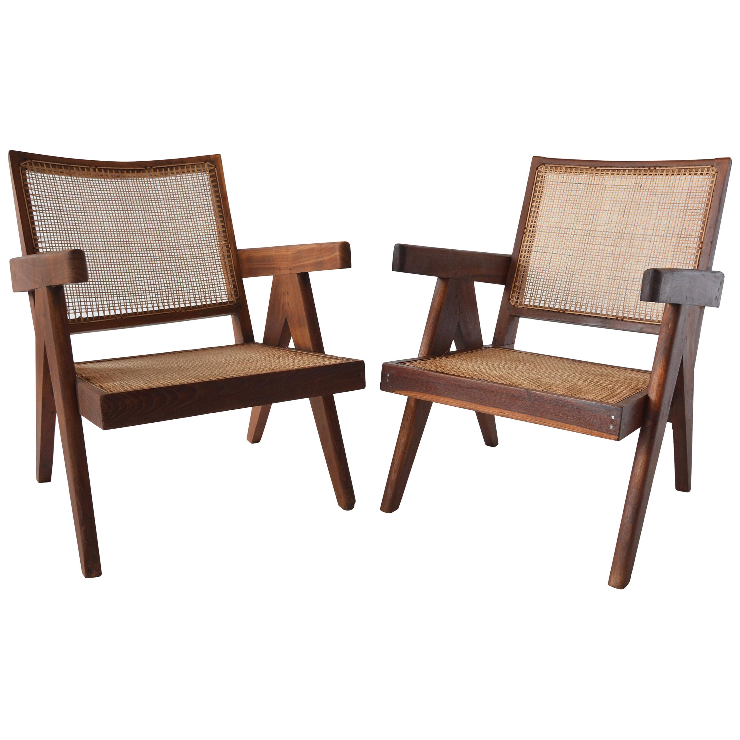 Pair of Pierre Jeanneret Low Chairs