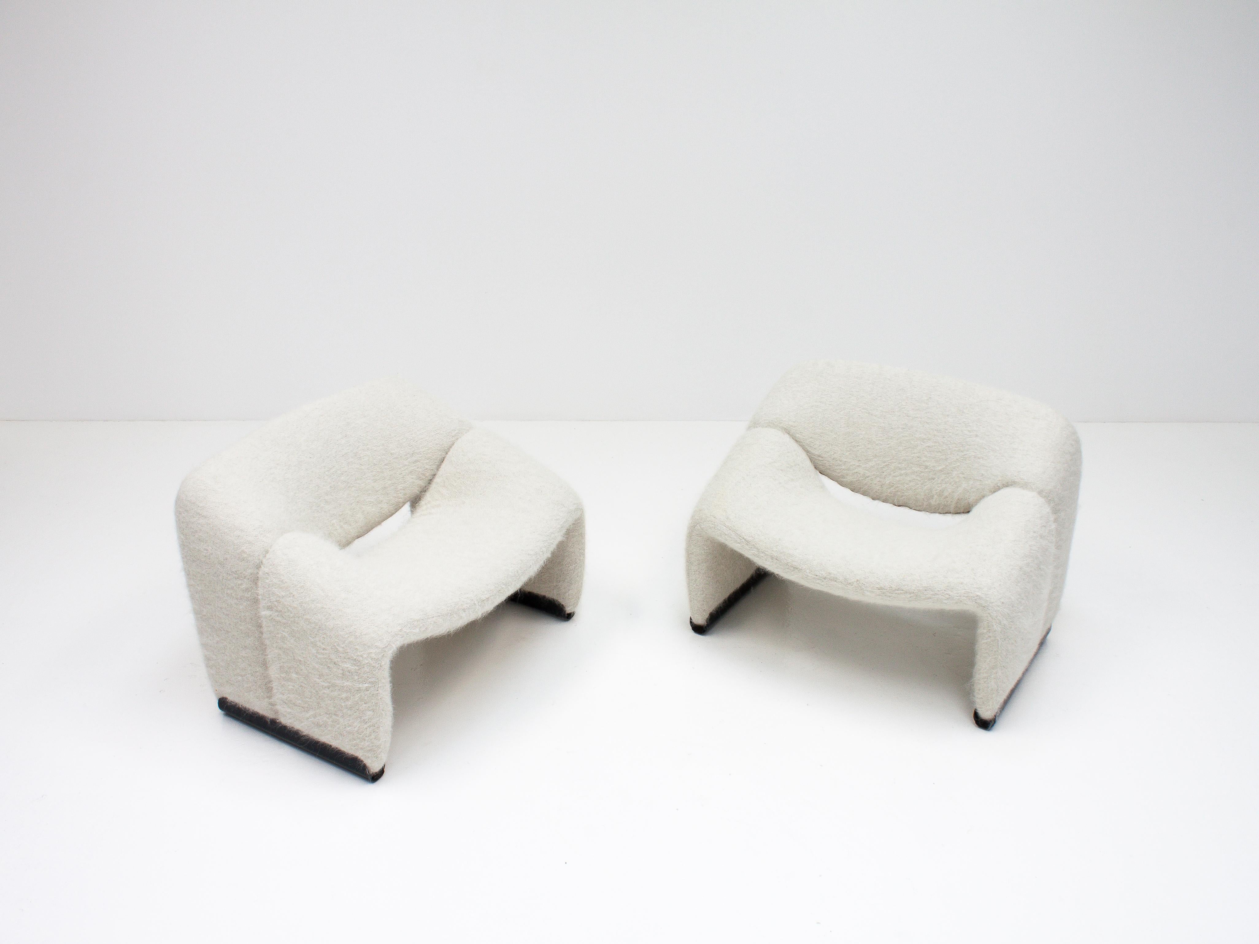 Pair of Pierre Paulin Model F598 Groovy Lounge Chairs in Pierre Frey, 1970s 1