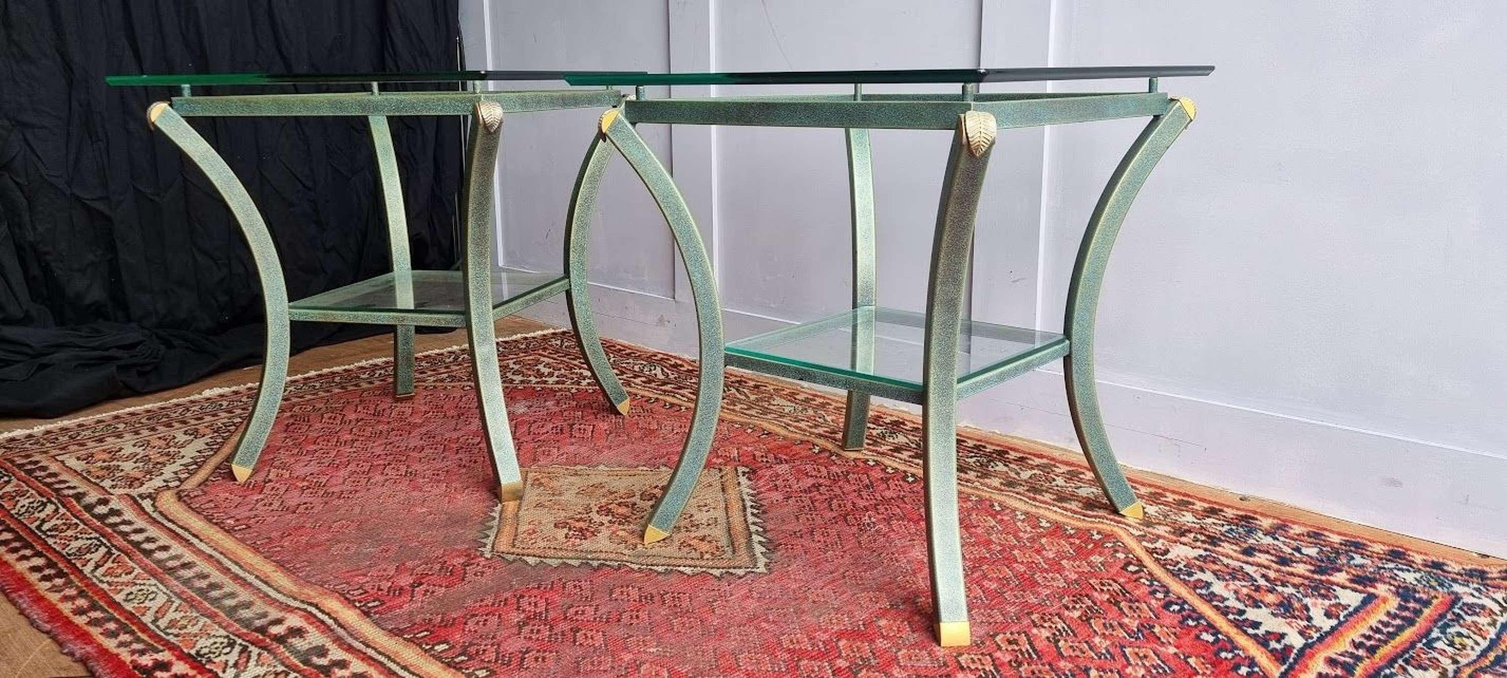 Mid-Century Modern A pair of Pierre Vandel Glass top coffee / side tables For Sale