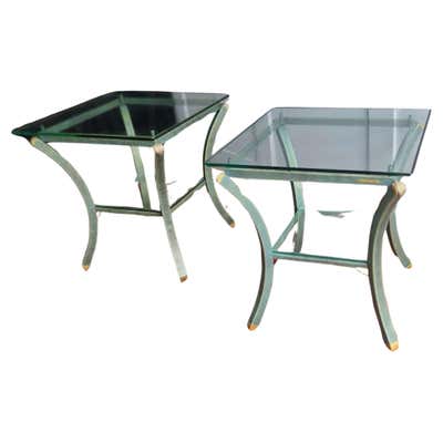 Pair of Glass Top Tables For Sale at 1stDibs