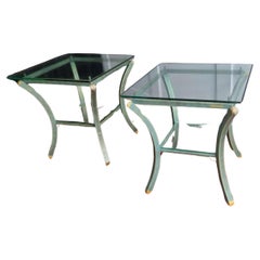 A pair of Pierre Vandel Glass top coffee / side tables