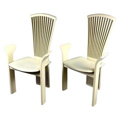 A Pair of Pietro Constantini Cream Lacquered Dining Chairs