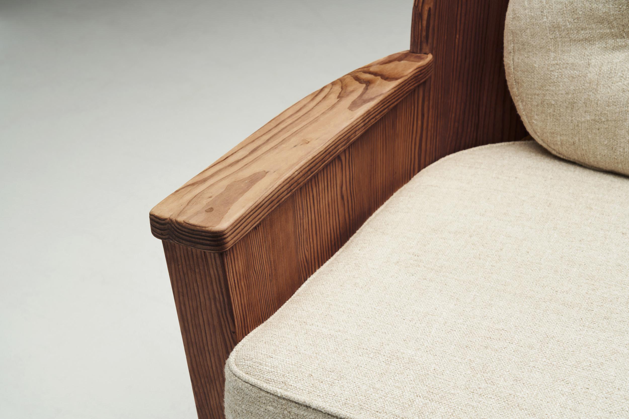 A Pair of Pine and Iron Armchairs for Åby Möbelfabrik, Sweden 1940s For Sale 4