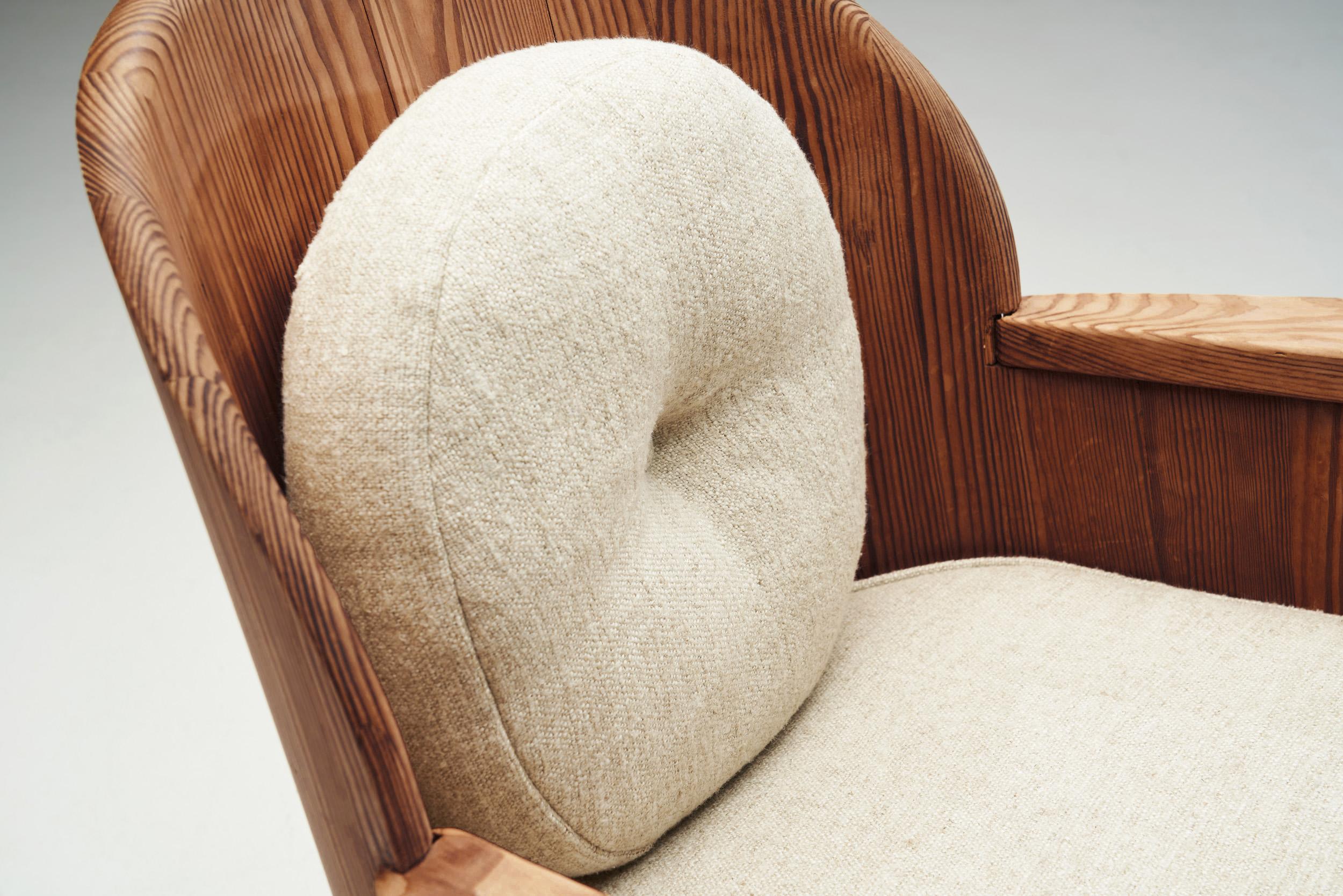 Mid-20th Century A Pair of Pine and Iron Armchairs for Åby Möbelfabrik, Sweden 1940s For Sale