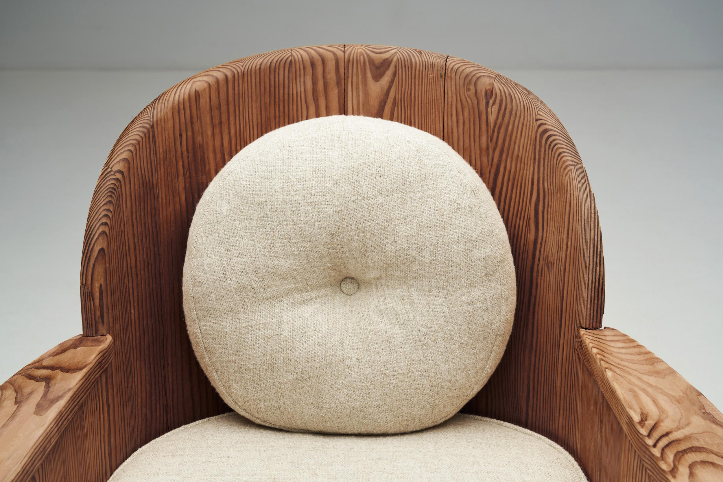 A Pair of Pine and Iron Armchairs for Åby Möbelfabrik, Sweden 1940s For Sale 1