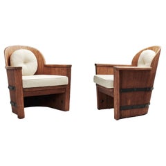 Paire de fauteuils en pin et en fer pour Åby Möbelfabrik, Suède, années 1940