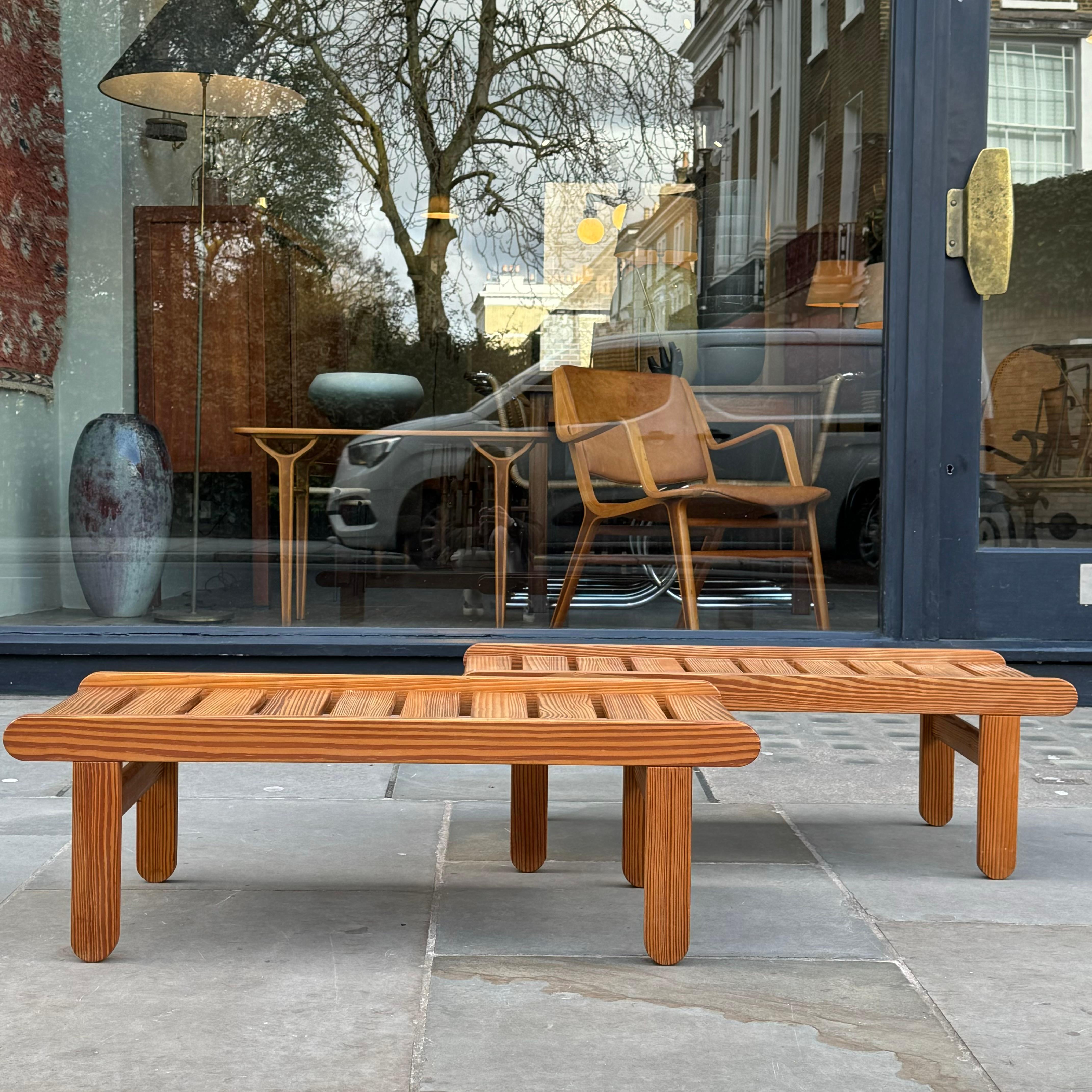 A Pair of Pine Benches, Bernt Petersen, Denmark In Good Condition For Sale In London, GB