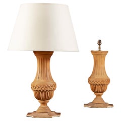 Antique Pair of Pine Neo-Classical Lamps