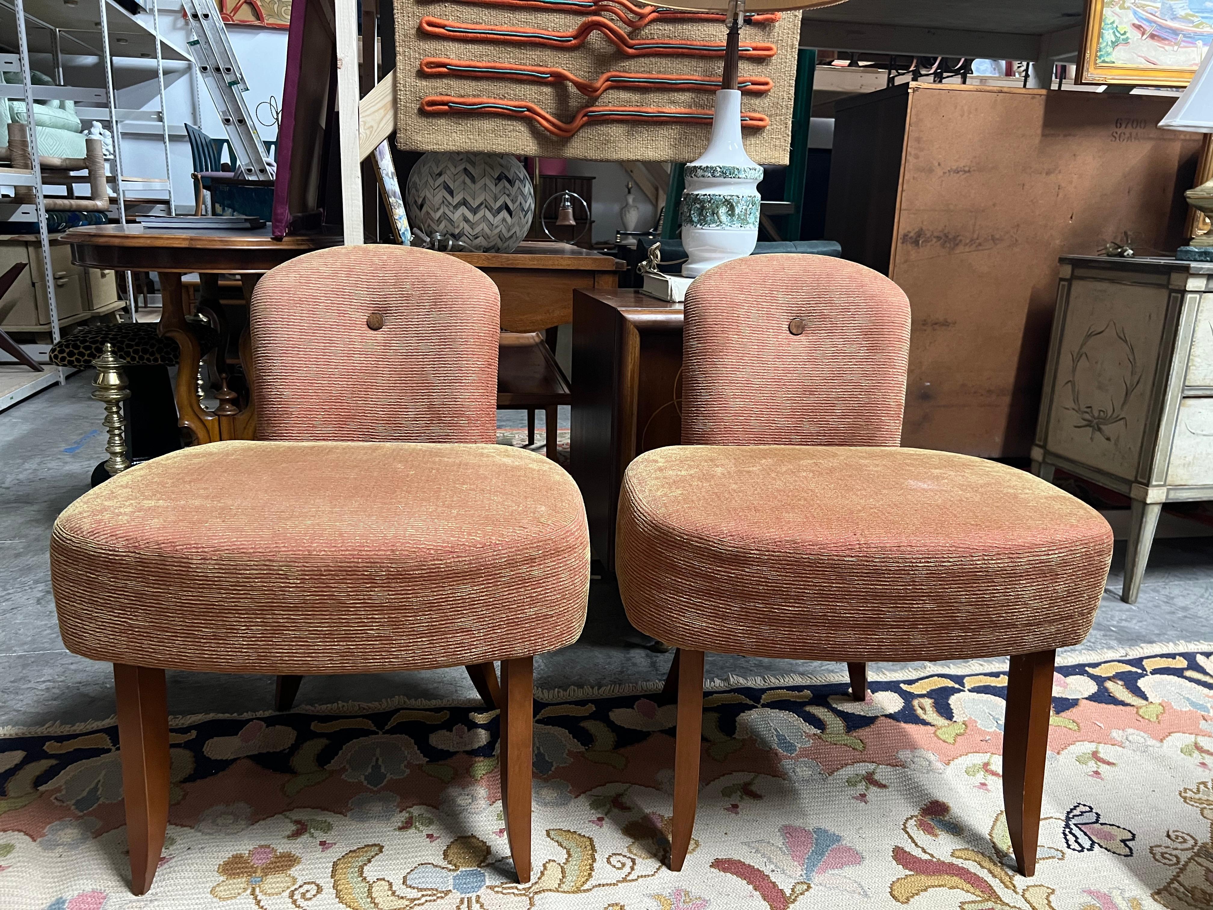 American A pair of pink 1940s Art Deco Cocktail Chairs