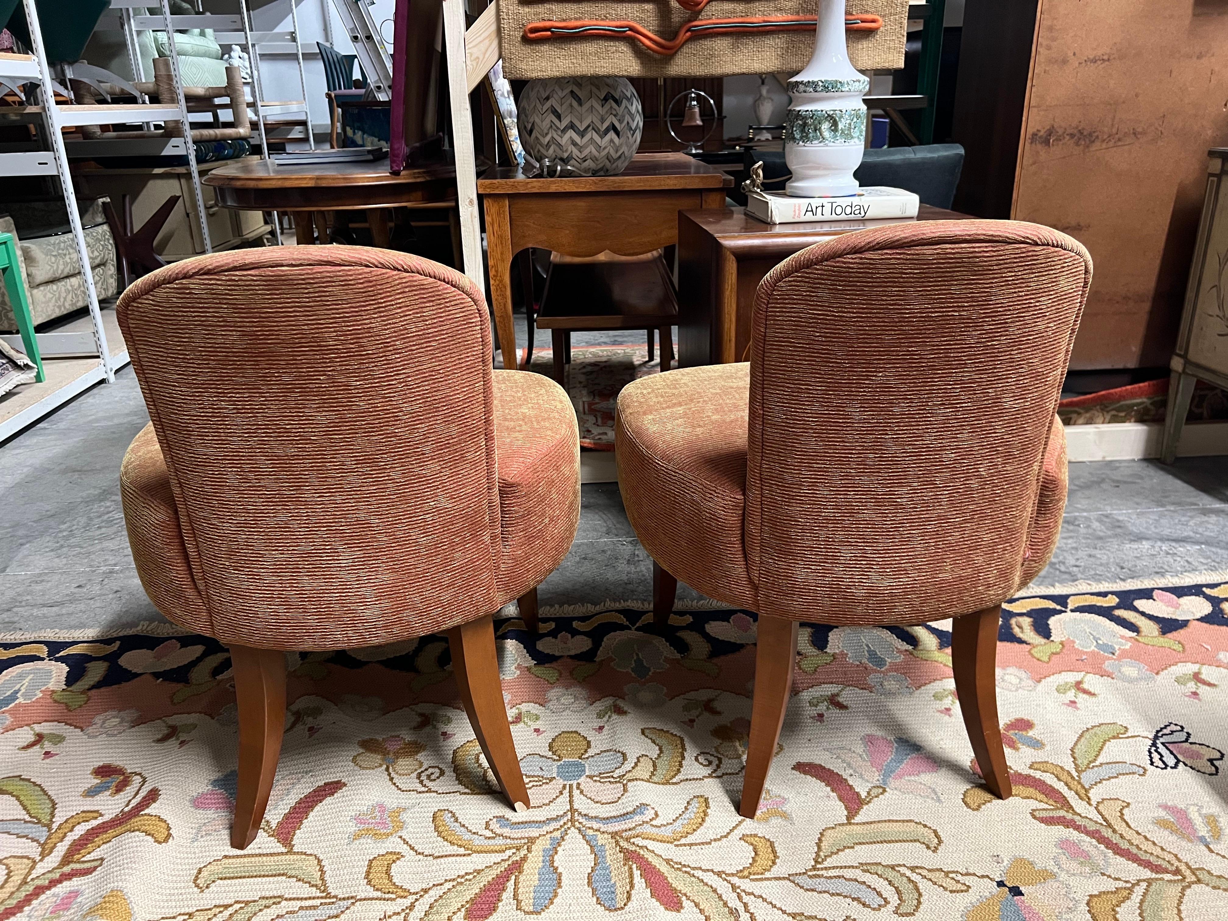 A pair of pink 1940s Art Deco Cocktail Chairs 1