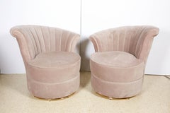 Paire de petites chaises longues pivotantes Art Déco grises Canapés