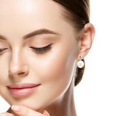 A Pair of  Platinum/18KW White Gold Diamond and South Sea Pearl Drop Earring