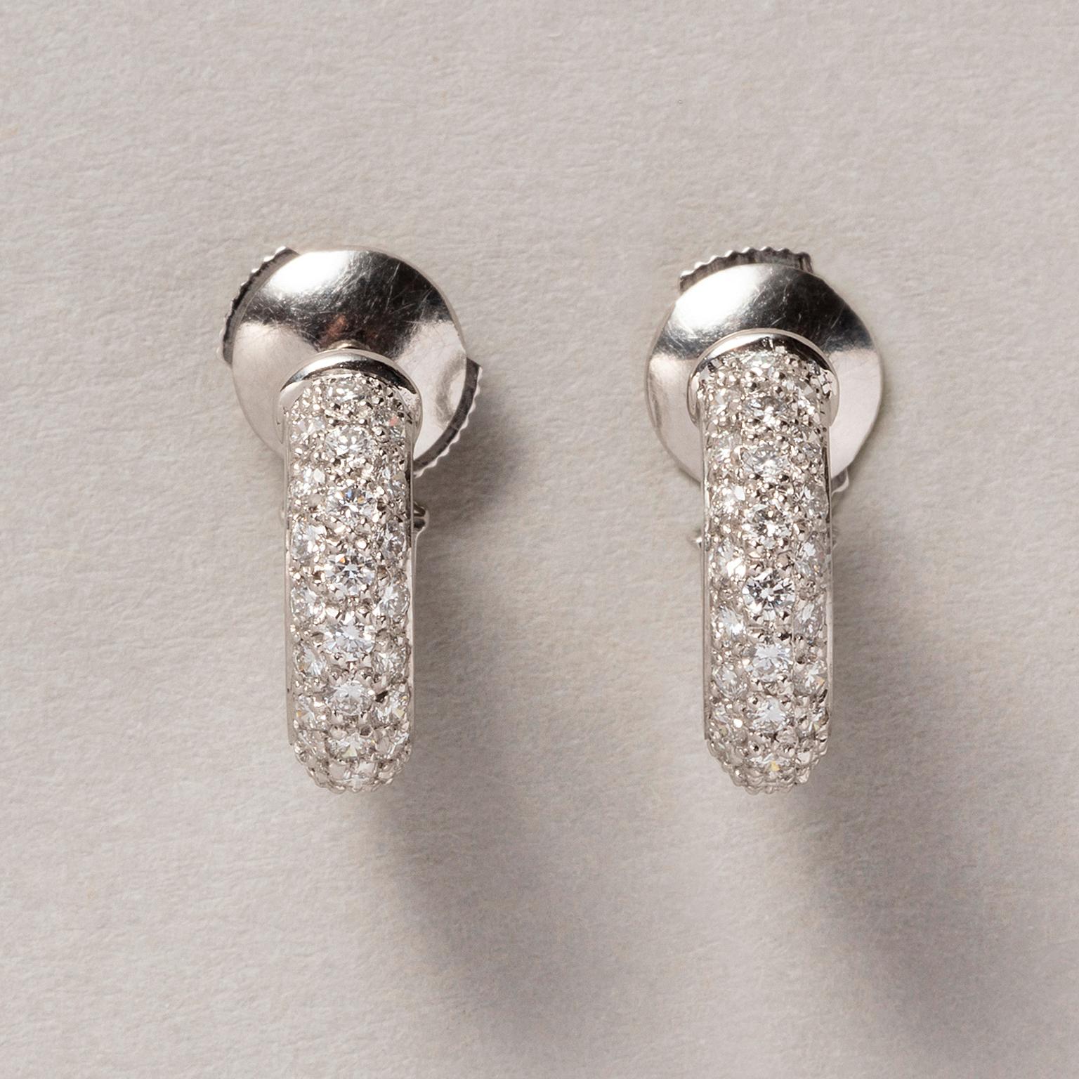 Brilliant Cut Pair of Platinum and Diamond Cartier Earrings