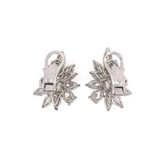 Pair of Platinum and Diamond Cluster Earrings