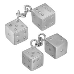 A Pair Of Platinum And Diamond Dice Cufflinks