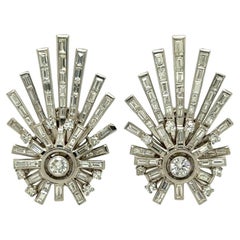 A Pair of Platinum and Diamond Earrings