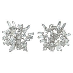 A Pair of Platinum and Diamond Earrings