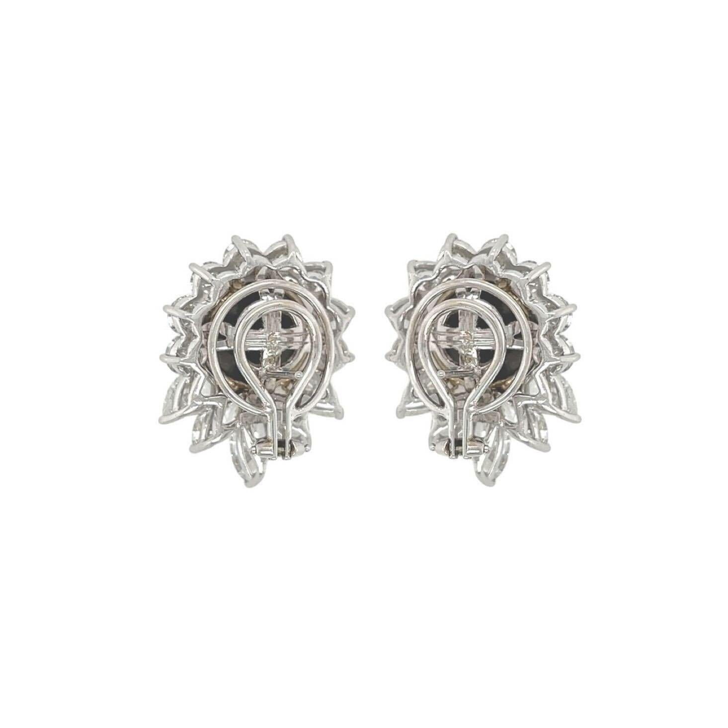 Ein Paar Ohrringe aus Platin, schwarzen Diamanten und Diamanten (Rundschliff)