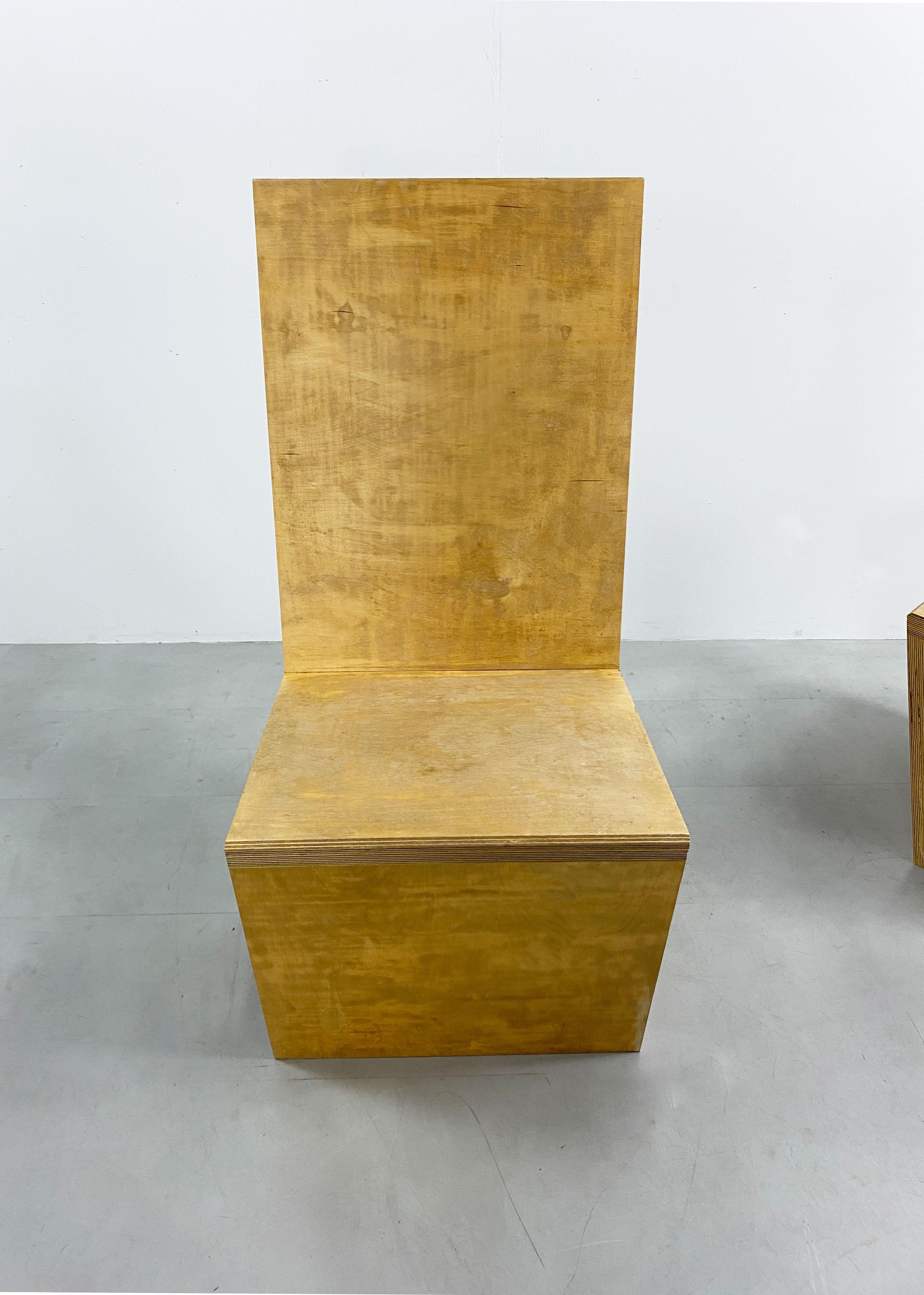 British Pair of Plywood Dutch Constructivist Style Chairs